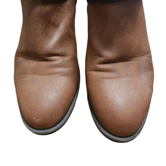 Chaps brown round toe zip ankle boots Sz 9 - Picture 3 of 4